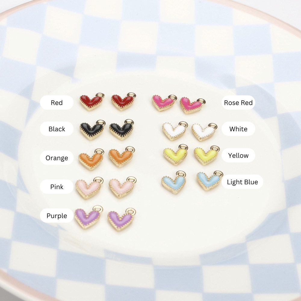 9MM Heart Shaped Enamel Charms