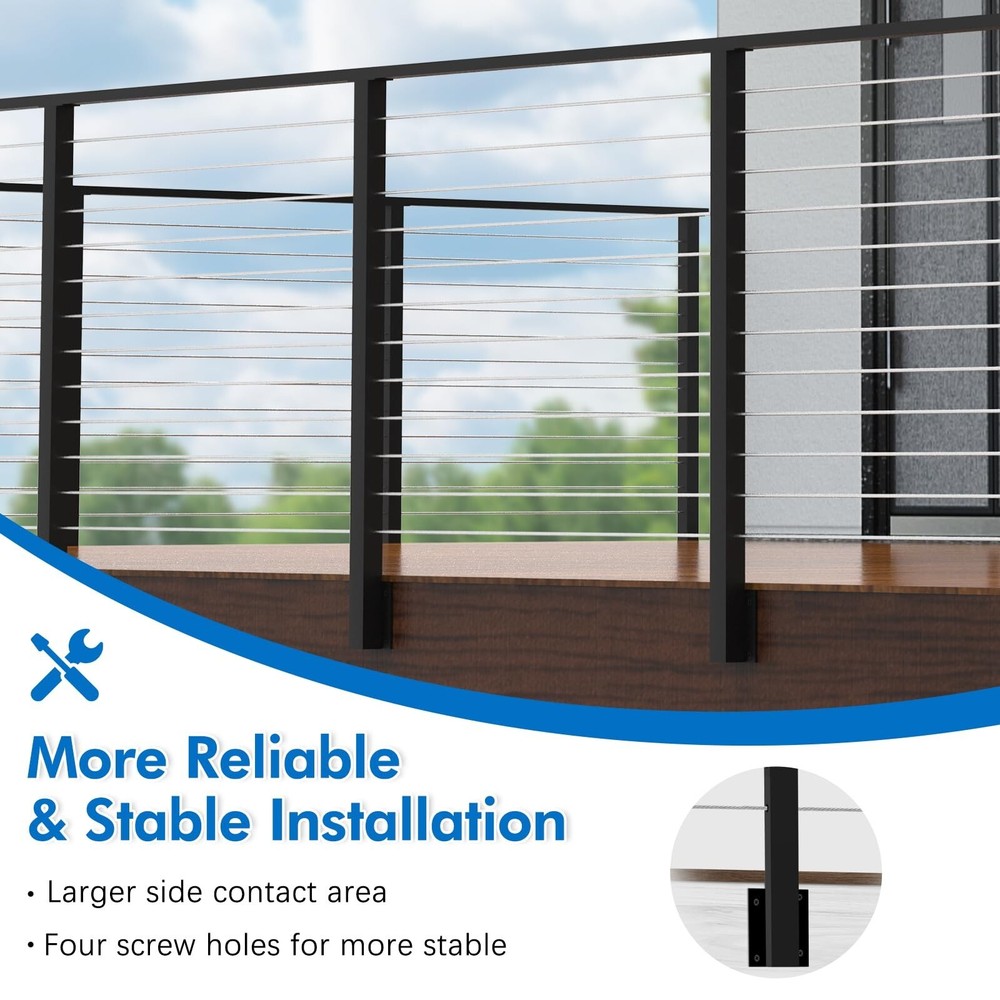 2 Pack Side Mount Level Drilled Cable Railing Post 42"x2"x2"(Post Body 47.6")...
