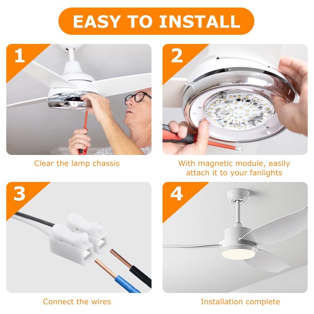 4 Inch Ceiling Fan LED Light Replacement 6000K, 18W LED Retrofit Kit