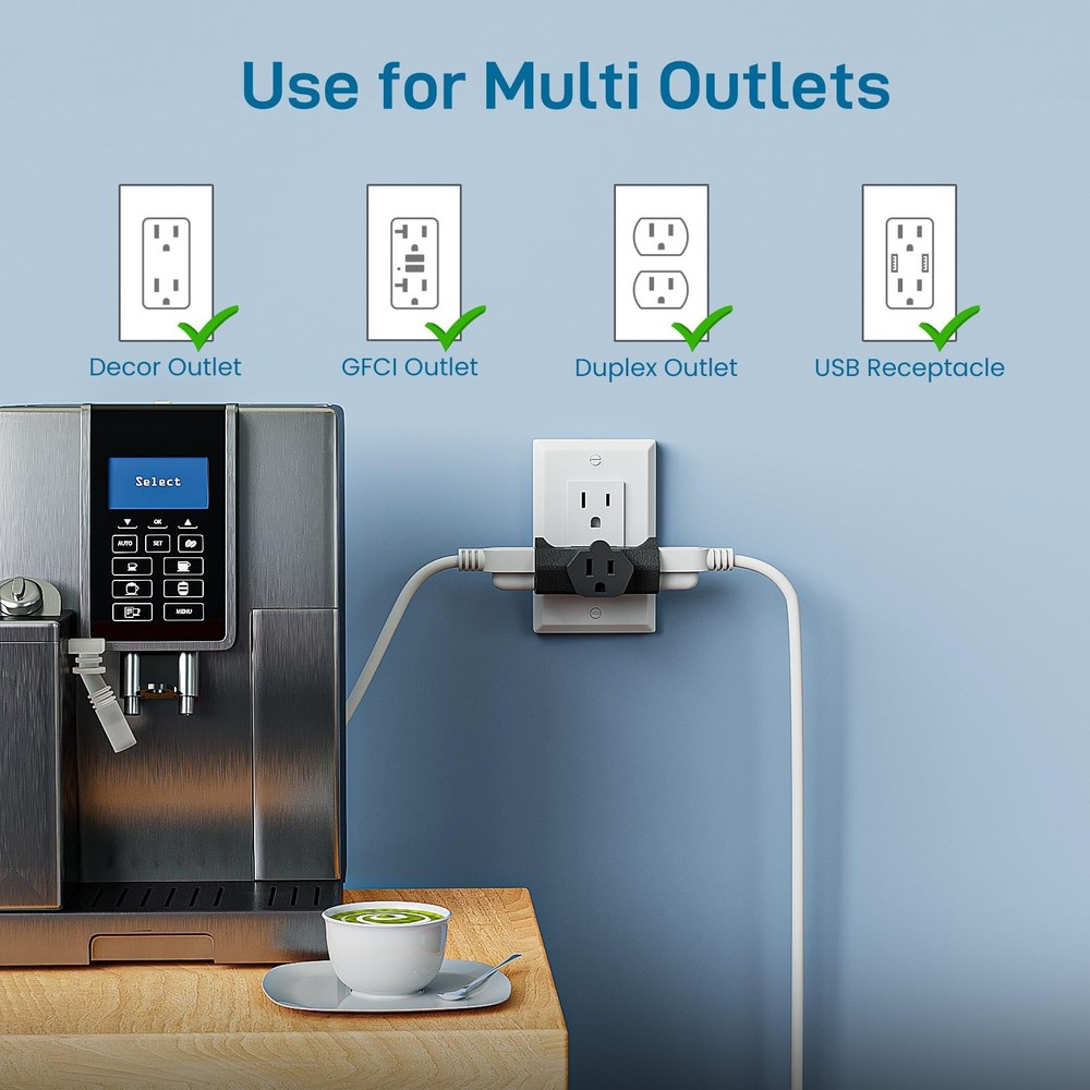 - 3-Outlet Grounding Adapter, [UL Listed] Plug Extender, Heavy-Duty Grounded ...