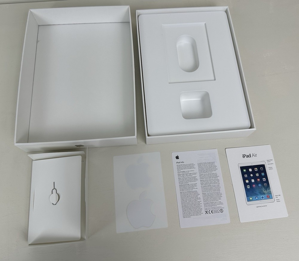EMPTY BOX ONLY Apple iPad Air 1st Gen 32GB Silver Model A1475 with Paperwork
