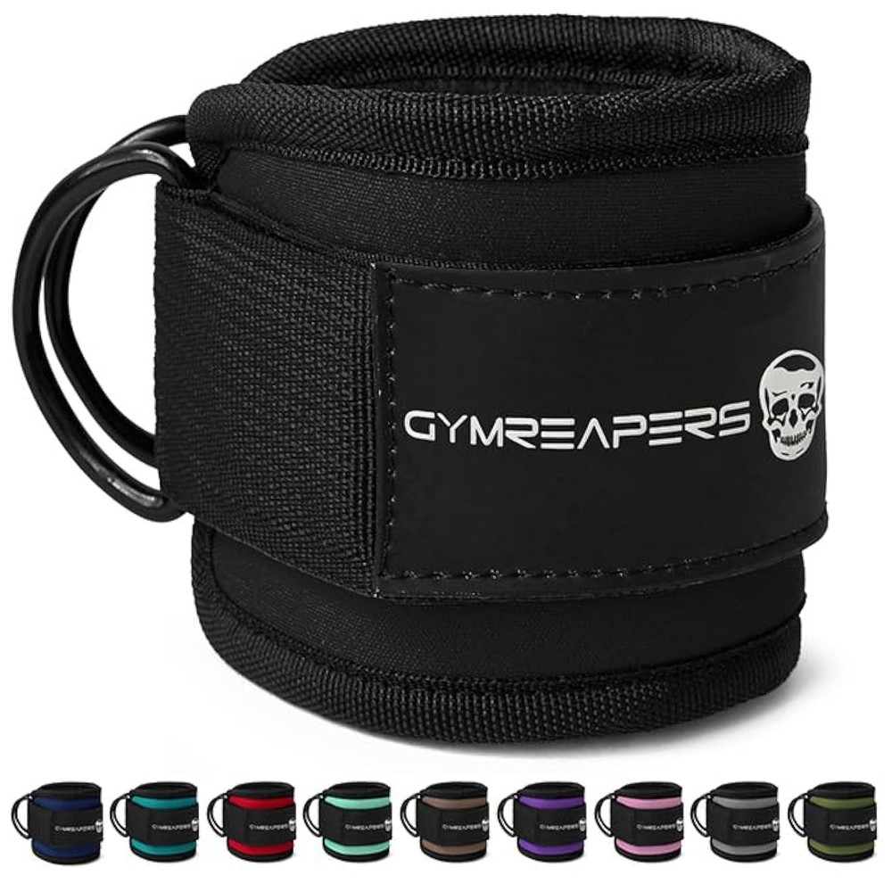 Gymreapers Ankle Strap (Single) For Cable Machine Kickbacks, Single, Black
