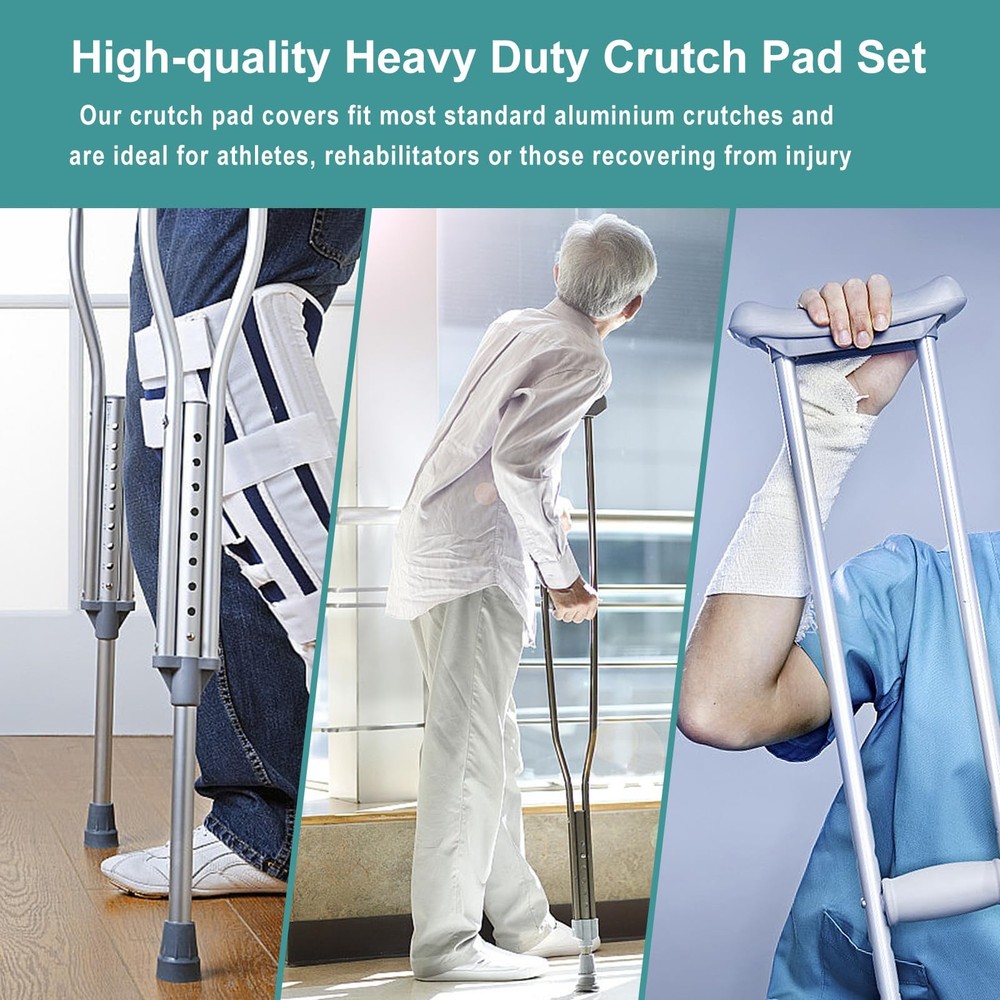 Replacement Crutch Pads 6 Pieces Accessory Kit with Gray