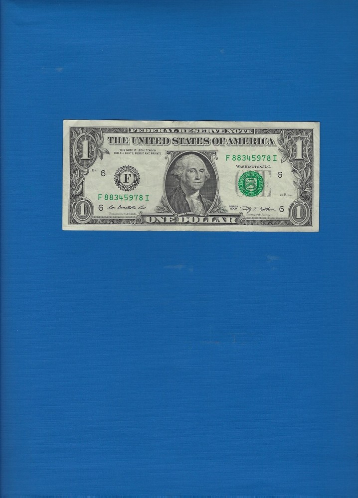 2009 $1  Circulated Banknote District " F ". Nice condition.