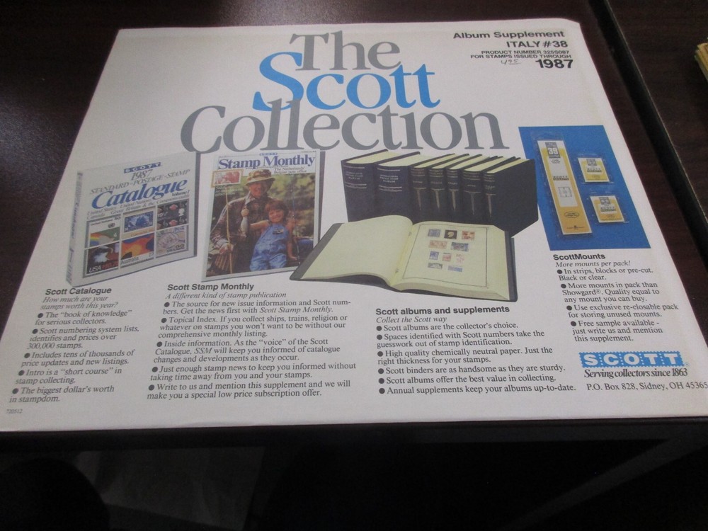 THE SCOTT  ALBUM  SUPPLEMENT ITALY  #38 ,1987 W/FREE SHIPPING!!