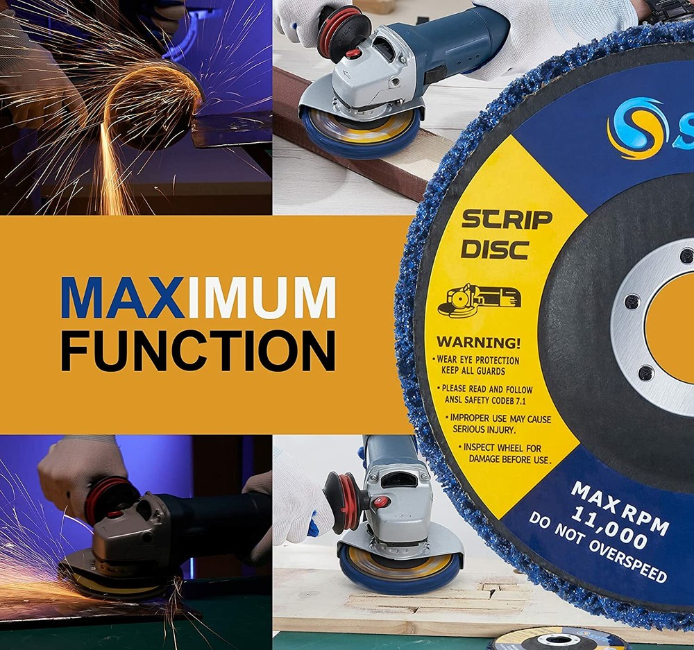 5-Pack 5" x 7/8" Blue Poly Strip Clean Disc Paint Stripping Wheels Rust Removal