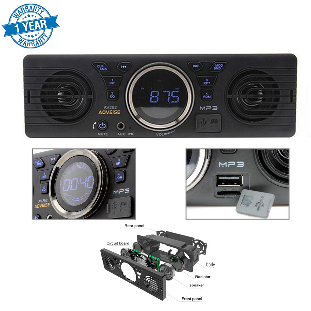AV252B 12V Car Cadio Stereo Bluetooth MP3/ WMA Single 1 Din USB TF FM