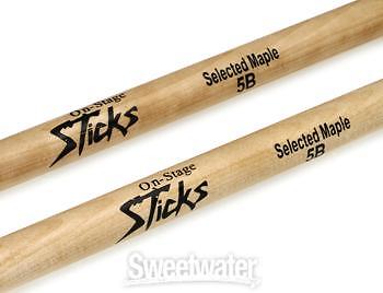 On-Stage Stands 5B Nylon Tip Maple Drumsticks