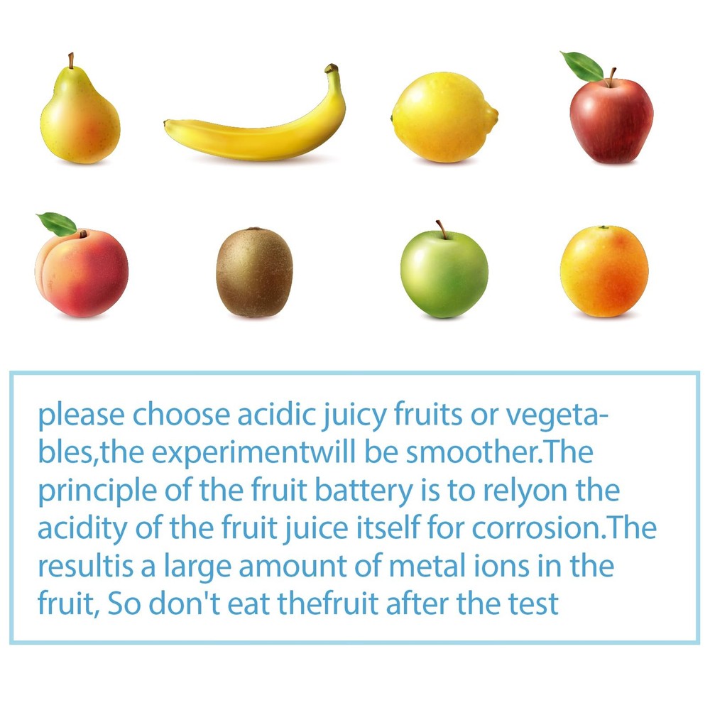 Fruit Battery Science Experiment Kit Instruction, Potato Science Educational Kit