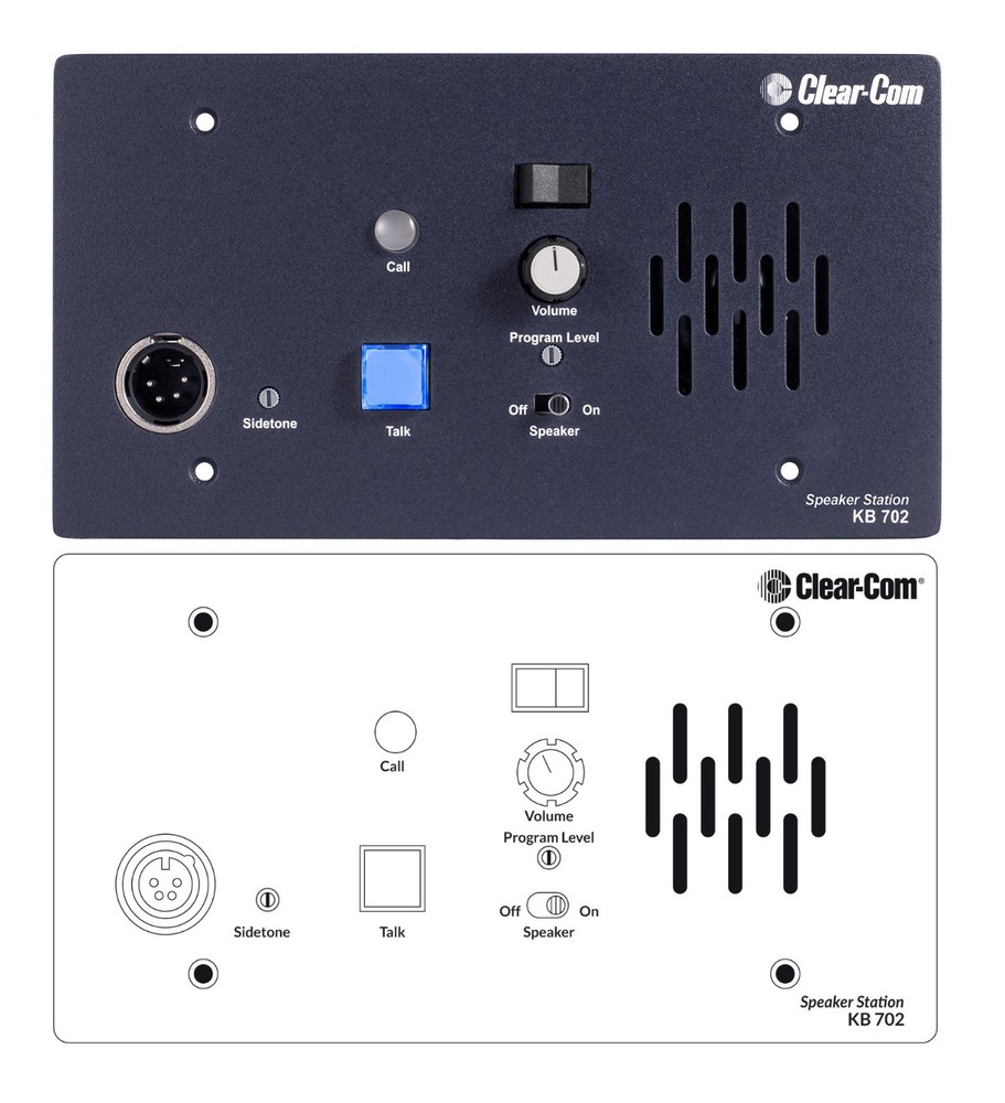 Clear-Com KB-702 2 Channel Encore Partyline Intercom Wall Speaker Station