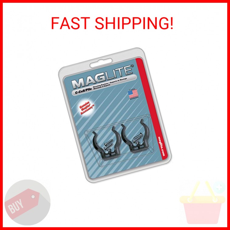 Maglite Black Universal Mounting Brackets for C-Cell Flashlight, 2 pk