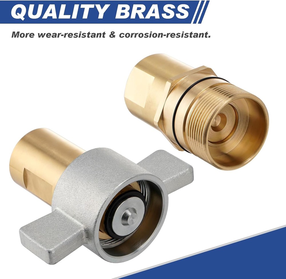 NEW 1" NPT Wet-Line Wing Nut Hydraulic Quick Disconnect Coupler / Coupling Set