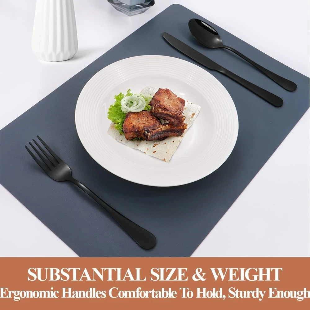 20 Pcs Black Silverware Set for 4, Mirror Polished Flatware Set Stainless Ste...