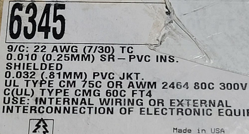 Alpha Wire 6345 22/9C Multi-Shielded Control/Communication Cable Gray /10ft