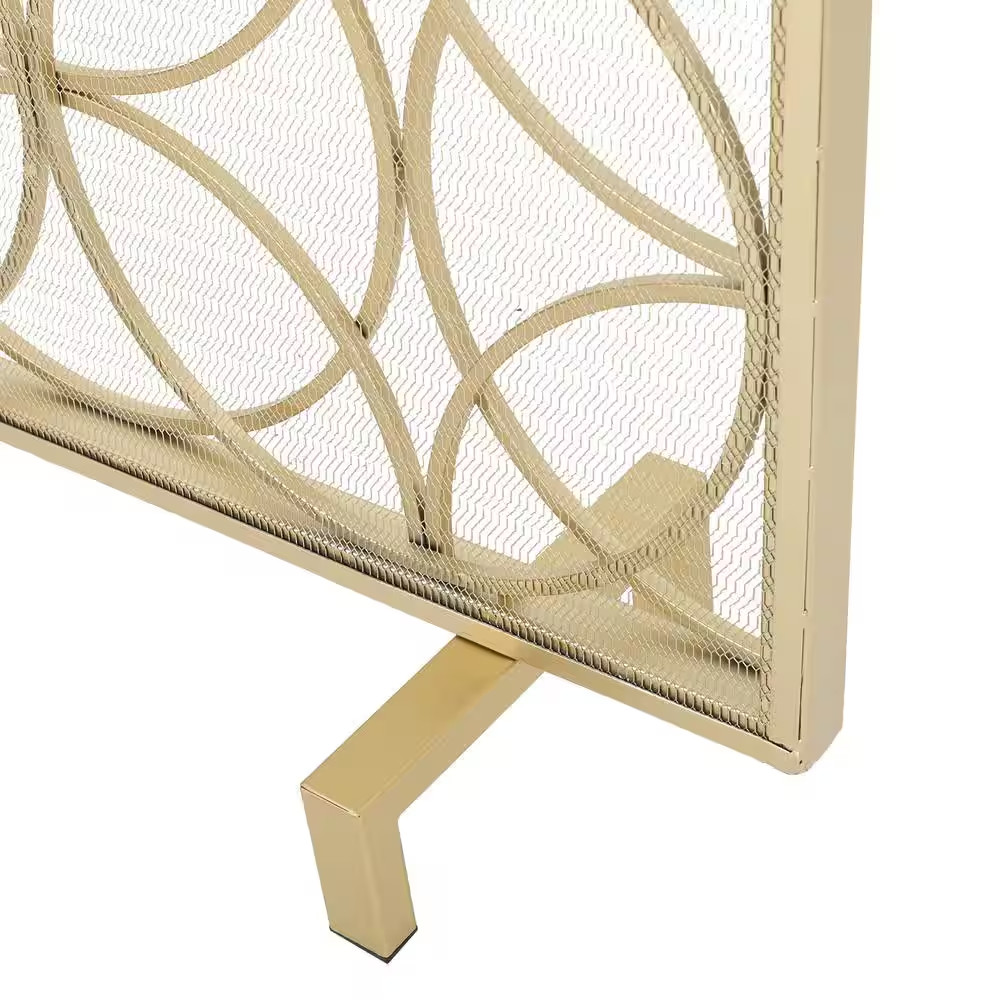 Valeno Gold Iron 1-Panel Fireplace Screen