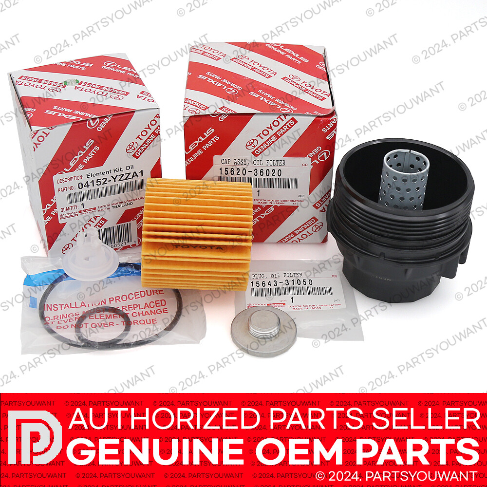 GENUINE OEM Lexus Toyota Engine Oil Filter + Housing Holder + Drain Plug Cap SET