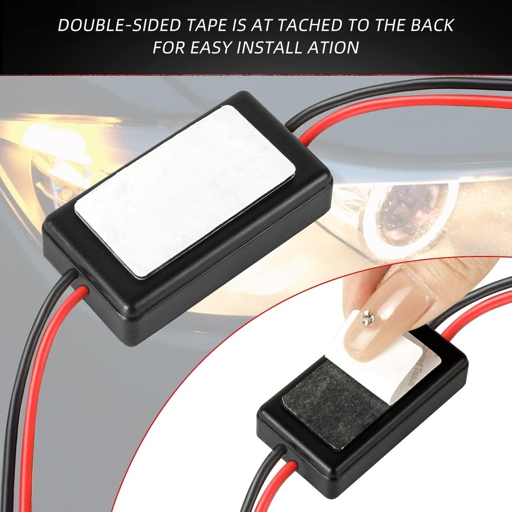 Compact 24W LED Strobe Flasher Controller for Rear Brake Lights - 2 Pack