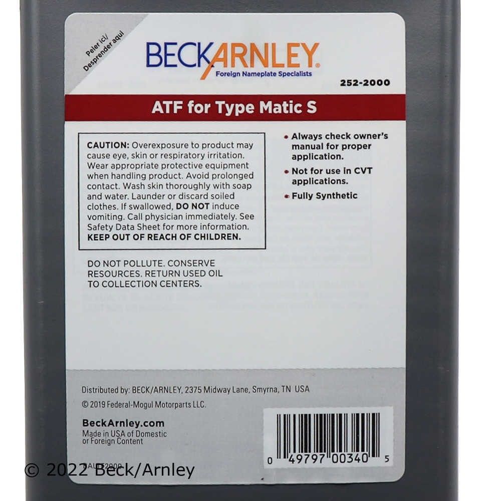 Automatic Transmission Fluid-Auto Trans Fluid Beck/Arnley 252-2000