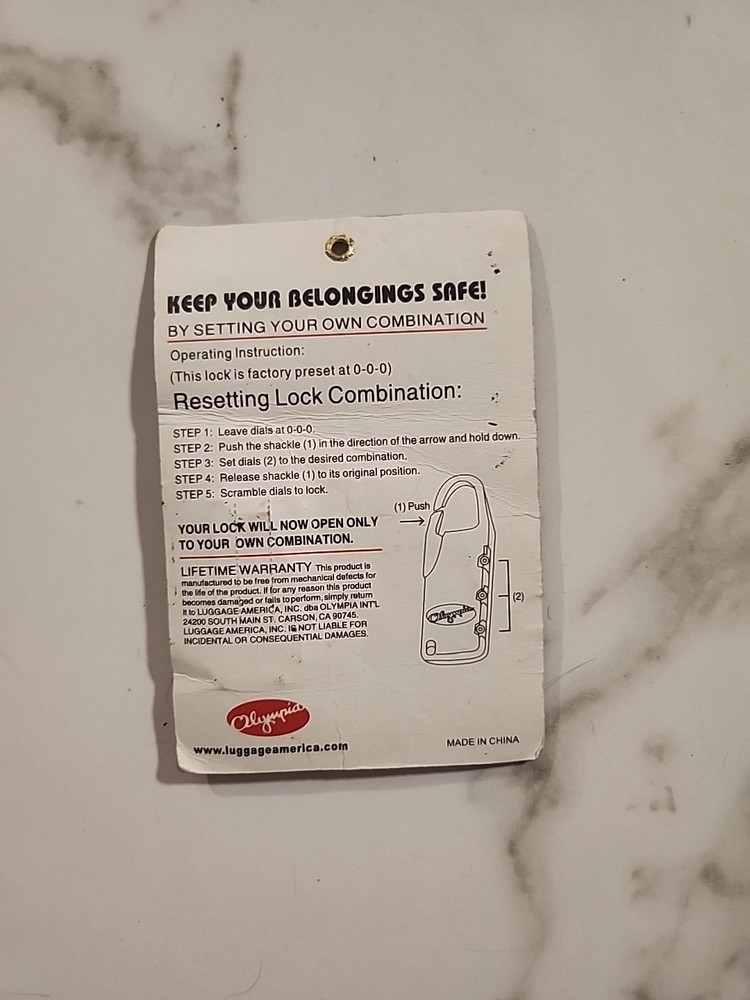 Olympia Sealed 3 Dial Combination Lock Luggage Security