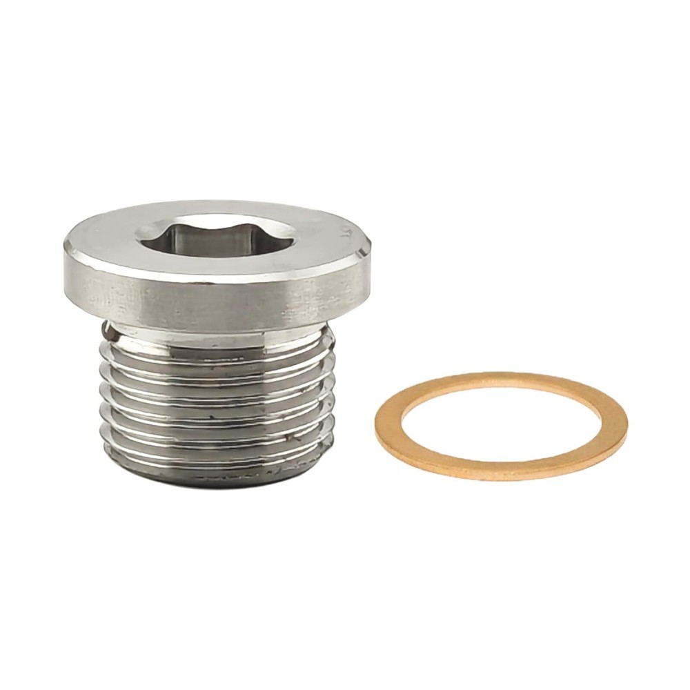 1-Pack M18x1.5 Thread O2 Oxygen Sensor Plug with Copper Washer 304 Stainless