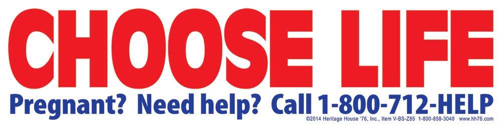 Choose Life Pro-Life Bumper Sticker