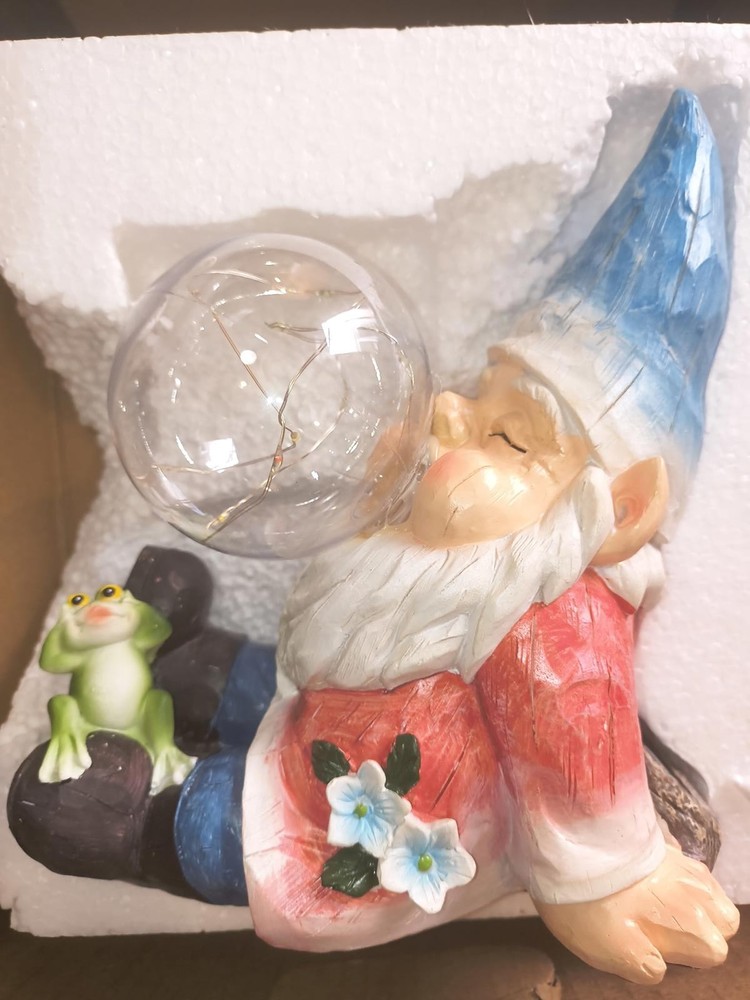 Solar-Powered Garden Gnome Light with Frog Buddy