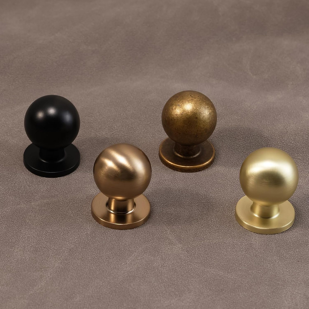 10 Pack Antique Brass Cabinet Handles and Knobs - Vintage Drawer Knobs