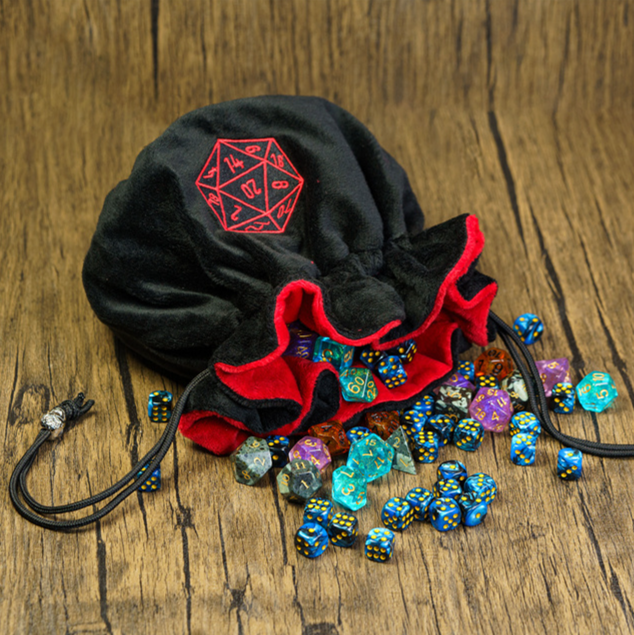 Black Flannel Large DnD Dice Bag | Dice Pouch | RPG DnD D&D Dungeons Dragons