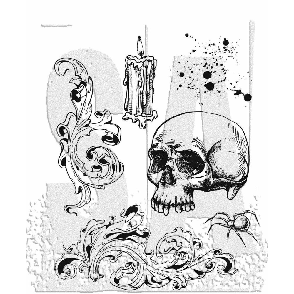 Tim Holtz Stampers Anonymous "FOREBODING" Rubber Cling Stamp Set Halloween 2023