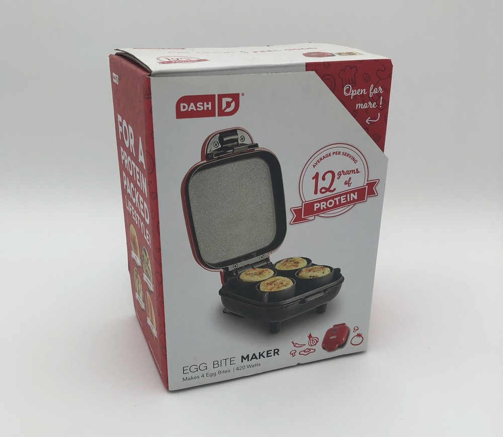 DASH Egg Bite Maker Fast Heating w/ 4 Silicone Molds & Recipe Guide NEW!