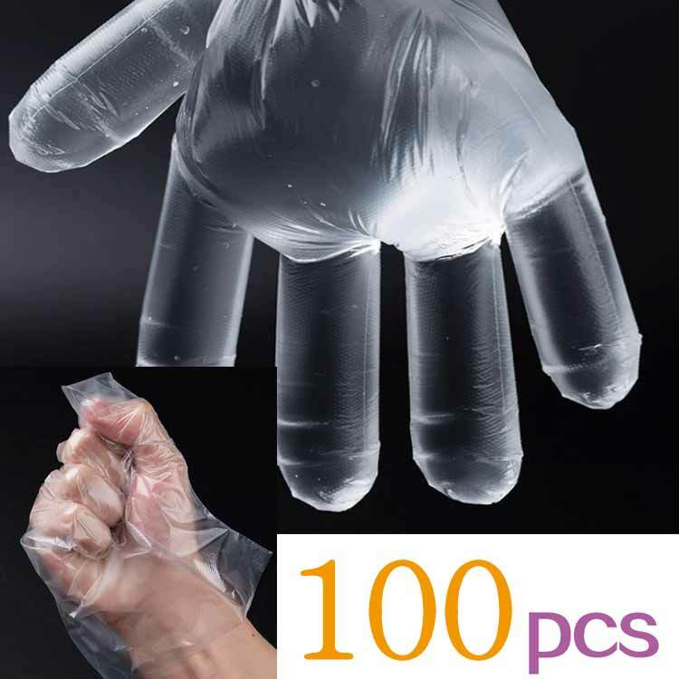 100pcs Transparent Plastic Gloves For Food Kitchen Tools