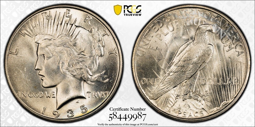 1935-S Peace Silver Dollar PCGS MS64 MS-64 - Blast White!