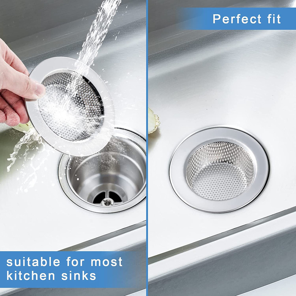 2 Pcs Sink Strainer for Most Kitchen Sink Drain Basket, Upgraded Double-Layer Sa