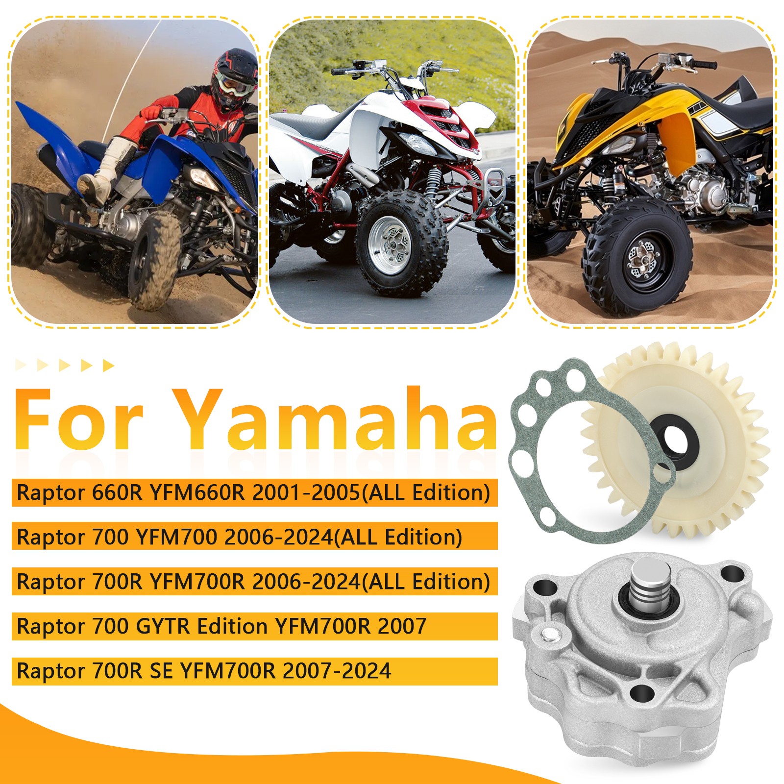 2001-2005 for Yamaha Raptor 660R YFM660R Limited Edition Oil Pump w/ Drive Gear