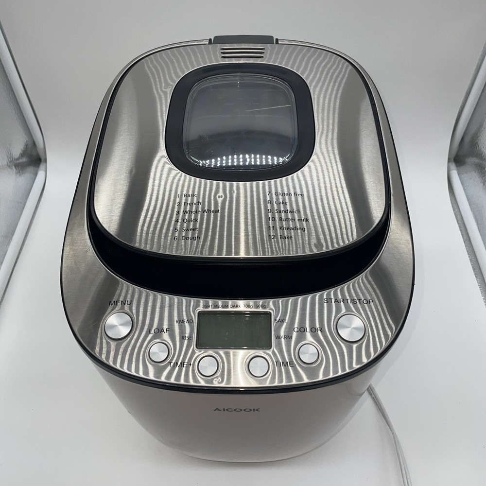 AICOOK 2LB Automatic Bread Maker Machine Tested Working BM4406, White