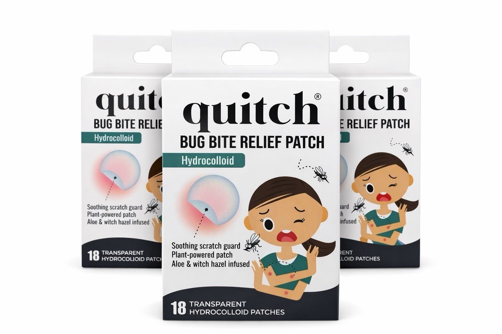 Quitch Bug Bite Relief Patch – Hydrocolloid Itch Relief | 54 Transparent Patches