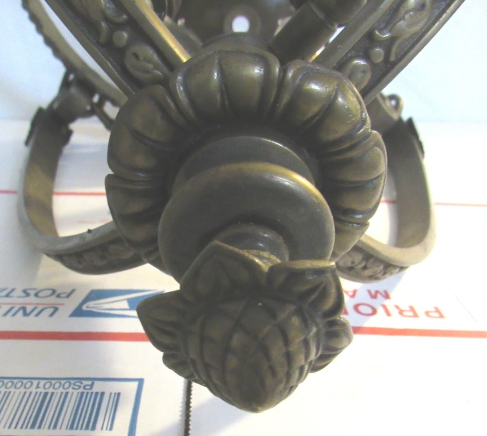 ANTIQUE BRONZE GOTHIC HANGING LIGHT WITH 4 DEVIL HEADS