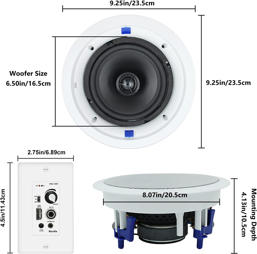 Home Audio Package in Wall Bluetooth Amplifier Volume Control Receiver Wall Plat