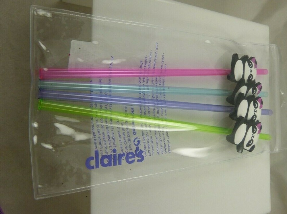 plastic Panda reusable straws multi color tall