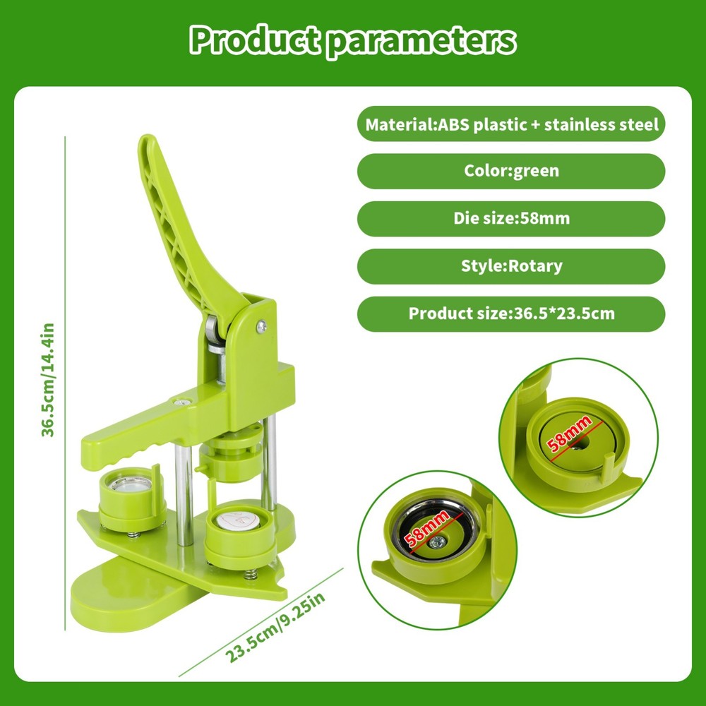 Button Maker Machine 58mm Pin Press with Complete 100-Piece DIY Starter Kit