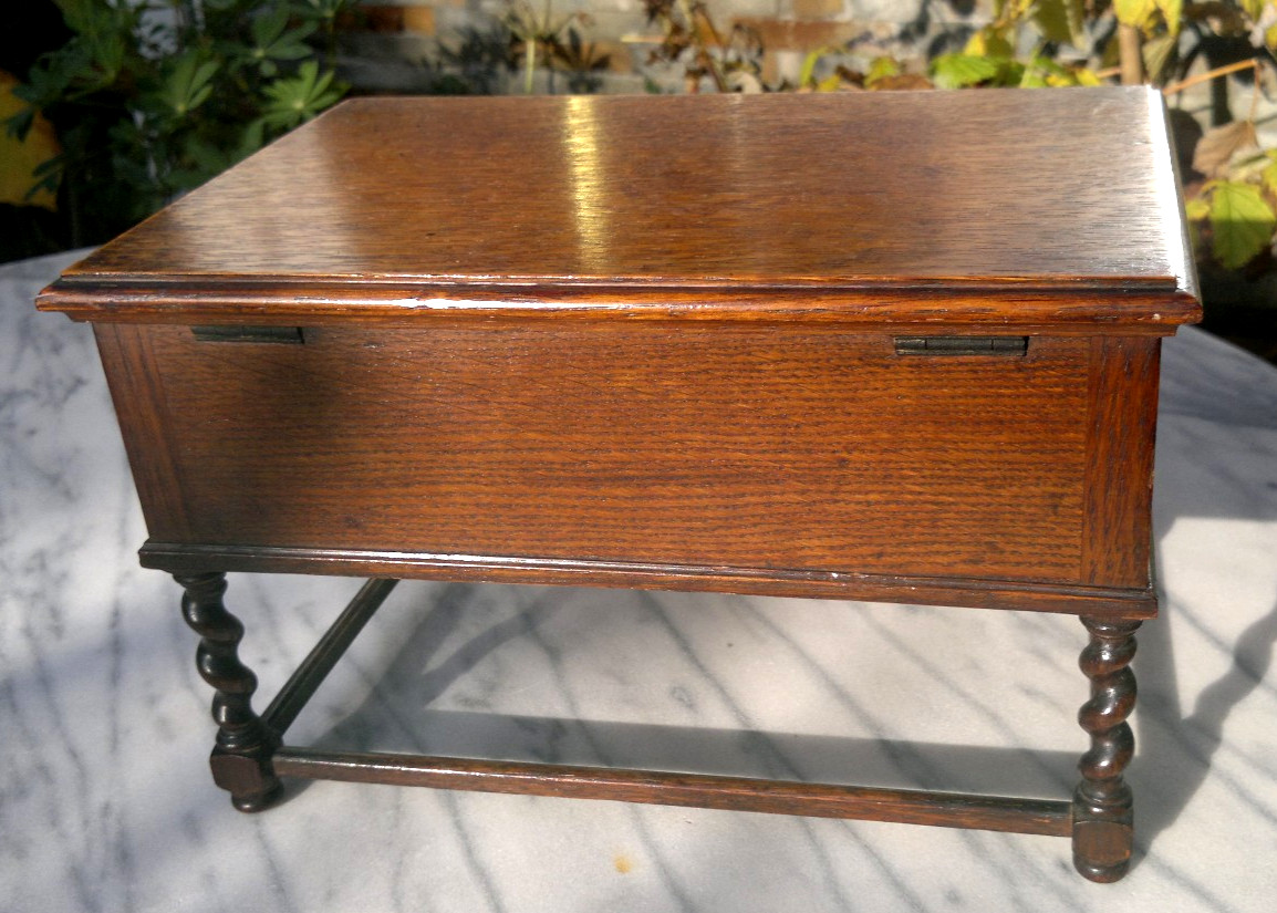 Antique English Oak Miniature 19th Century Apprentice Piece Table Desk Caddy