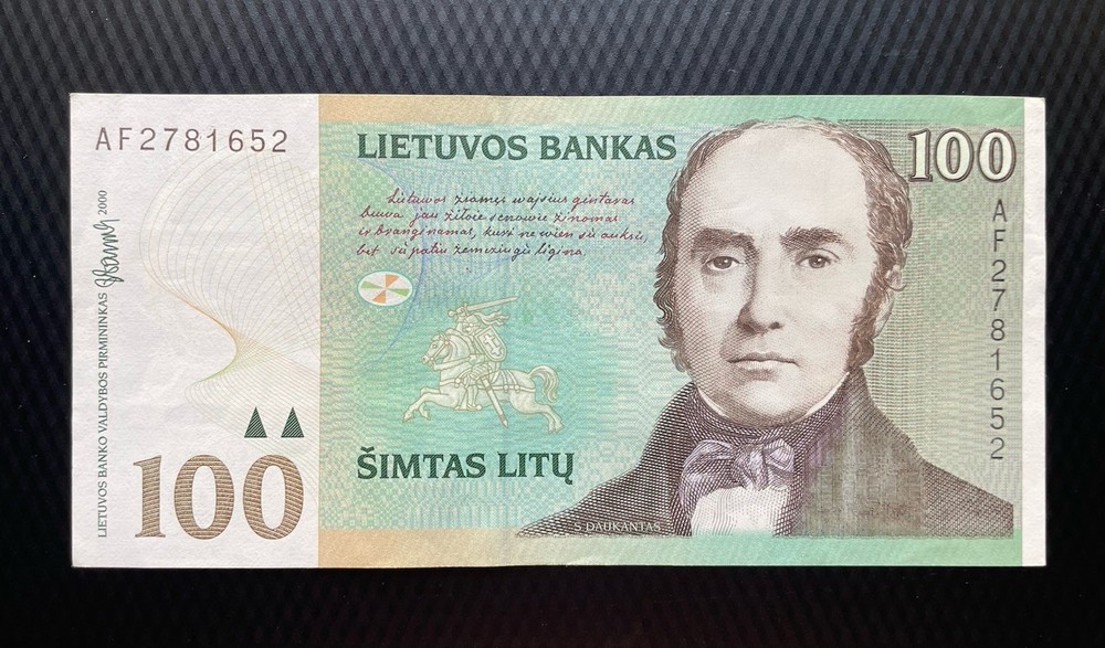 LITHUANIA 100 LITU 2000 P-62 CU Prefix AF