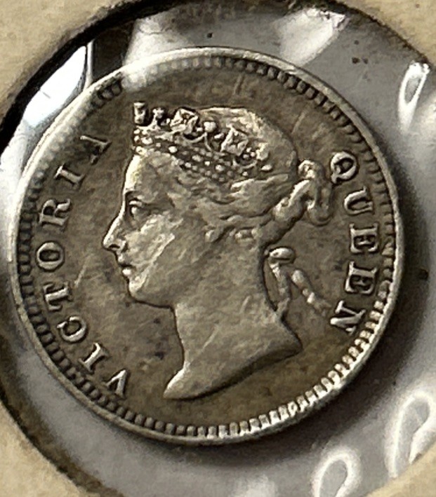 1888 Straits Settlements Silver 5 Cents VG