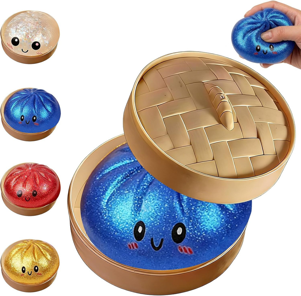 Glitter Dumpling, Glitter Dumpling Squishy with Box (Blue)