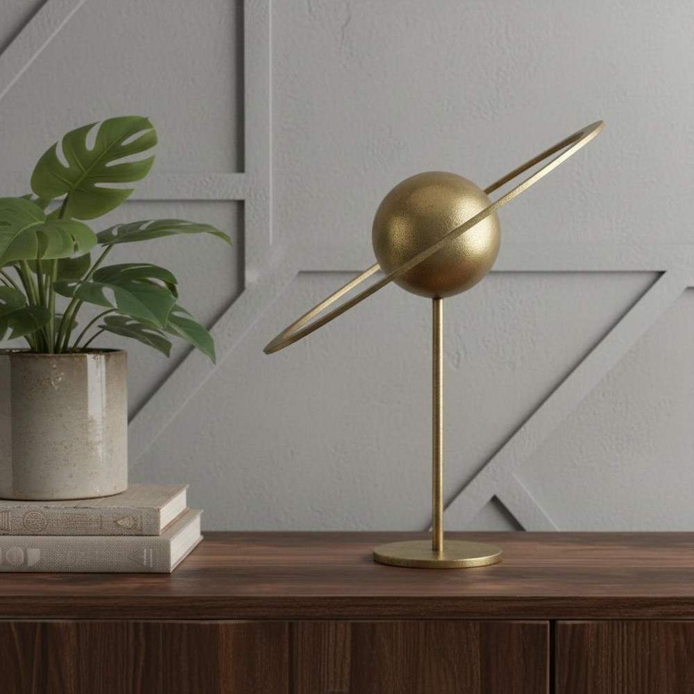 16" Gold Iron Solar System Tabletop Sculpture