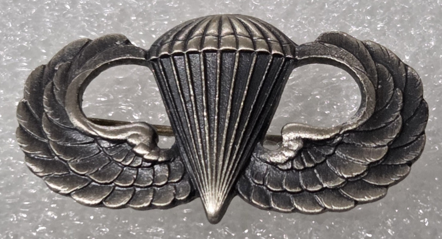 WWII US Army Airborne Jump Wings Paratrooper Pin Sterling Marked N. S. MEYER