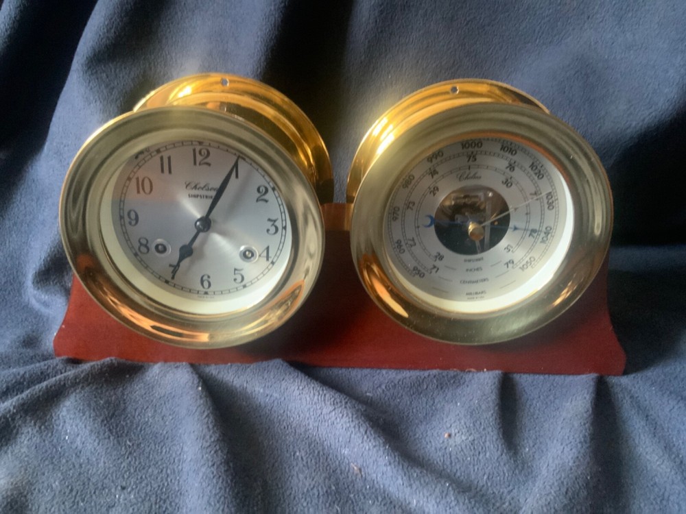 CHELSEA Shipstrike SHIPS BELL CLOCK/BAROMETER~4 “ DIAL,BASE