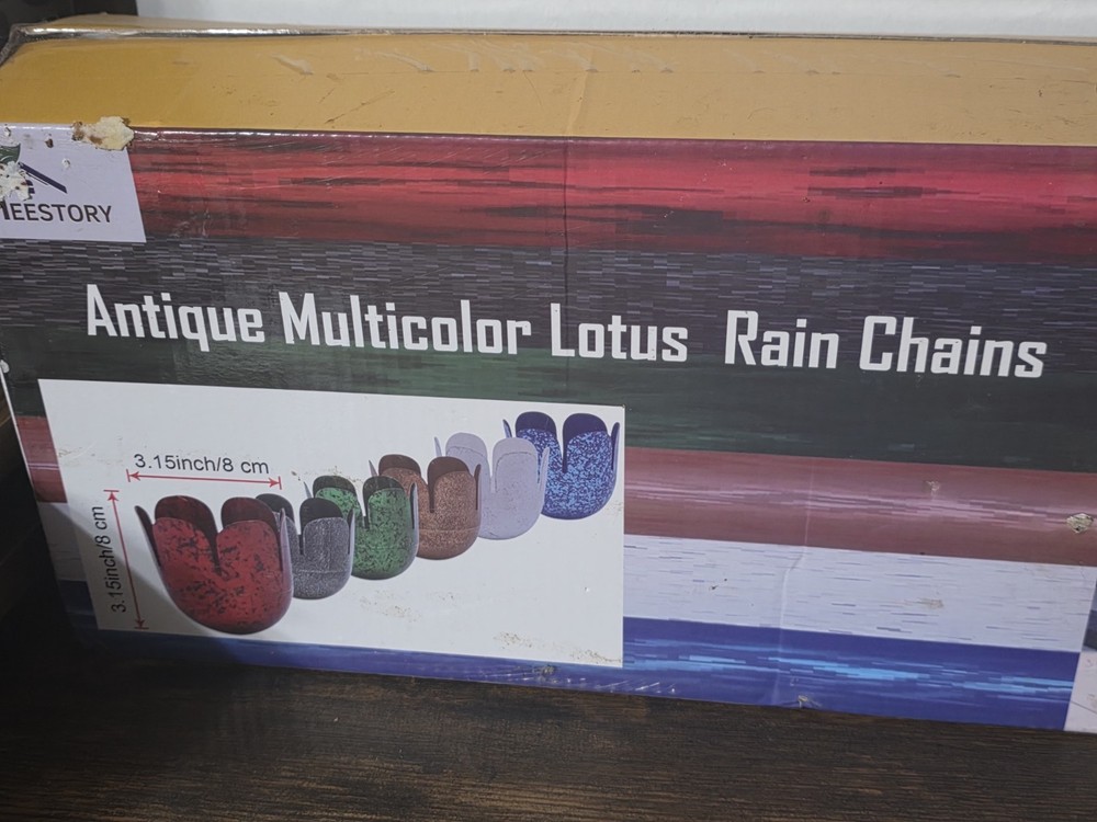 Antique Multicolor Lotus 9.1FT Rain Chains for Drain Gutter Through Downspout...