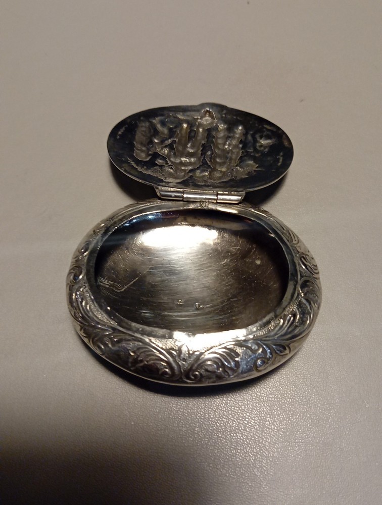 Solid Silver Dutch Snuff Box 19th Century Repousse Work Hallmarks.