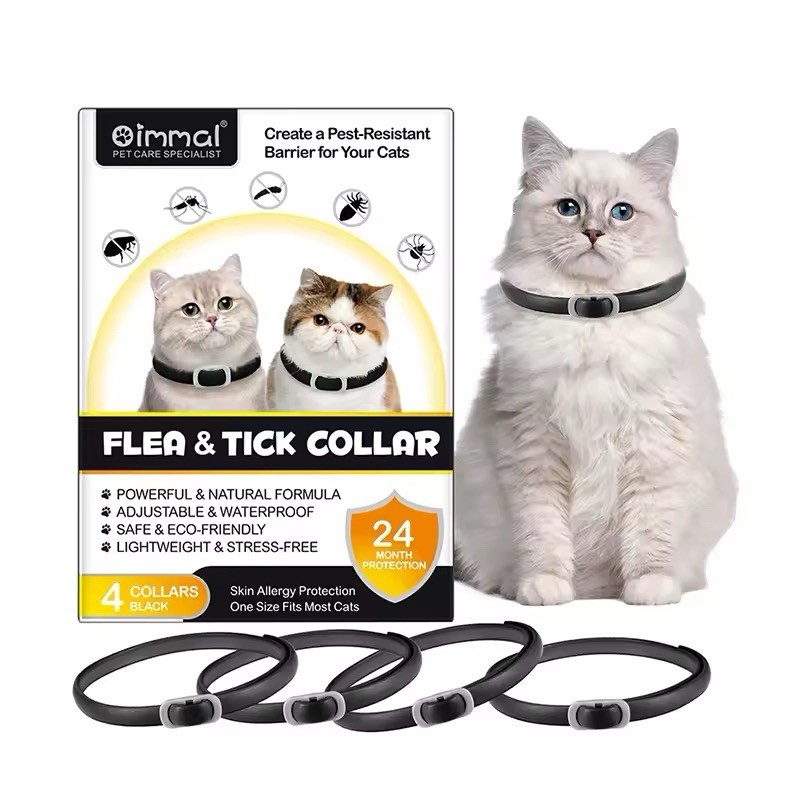 Cat Flea Collar Treatment Pet Adjustable 24 Month Protection 4 PACK black COLLAR